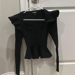 Express Black Ruffled Women's Top